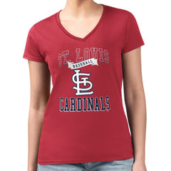 St. Louis Cardinals G-III 4Her by Carl Banks Women's Super-Slim Fit Lightweight Team Logo Graphic V-Neck T-Shirt - Red - MLB Online
