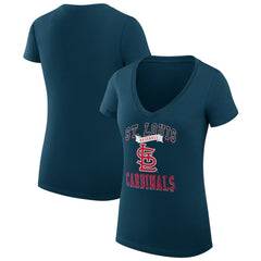 St. Louis Cardinals G-III 4Her by Carl Banks Women's Super-Slim Fit Lightweight Team Logo Graphic V-Neck T-Shirt - Navy - MLB Lifestyle