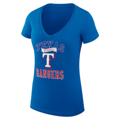 Texas Rangers G-III 4Her by Carl Banks Women's Super-Slim Fit Lightweight Team Logo Graphic V-Neck T-Shirt - Royal - MLB Discount