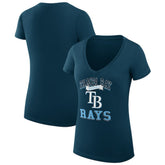 Tampa Bay Rays G-III 4Her by Carl Banks Women's Super-Slim Fit Lightweight Team Logo Graphic V-Neck T-Shirt - Navy - MLB on Sale