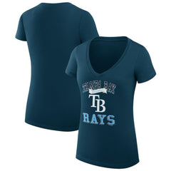 Tampa Bay Rays G-III 4Her by Carl Banks Women's Super-Slim Fit Lightweight Team Logo Graphic V-Neck T-Shirt - Navy - MLB on Sale