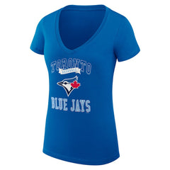 Toronto Blue Jays G-III 4Her by Carl Banks Women's Super-Slim Fit Lightweight Team Logo Graphic V-Neck T-Shirt - Royal - MLB Sale