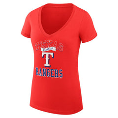 Texas Rangers G-III 4Her by Carl Banks Women's Super-Slim Fit Lightweight Team Logo Graphic V-Neck T-Shirt - Red - MLB Discount