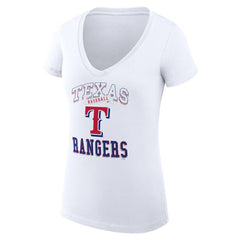 Texas Rangers G-III 4Her by Carl Banks Women's Super-Slim Fit Lightweight Team Logo Graphic V-Neck T-Shirt - White - MLB Sale