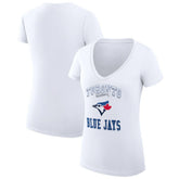 Toronto Blue Jays G-III 4Her by Carl Banks Women's Super-Slim Fit Lightweight Team Logo Graphic V-Neck T-Shirt - White - MLB Lifestyle