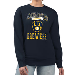 Milwaukee Brewers G-III 4Her by Carl Banks Women's Team Logo Graphic Tri-Blend Fleece Pullover Sweatshirt - Navy - MLB Lifestyle