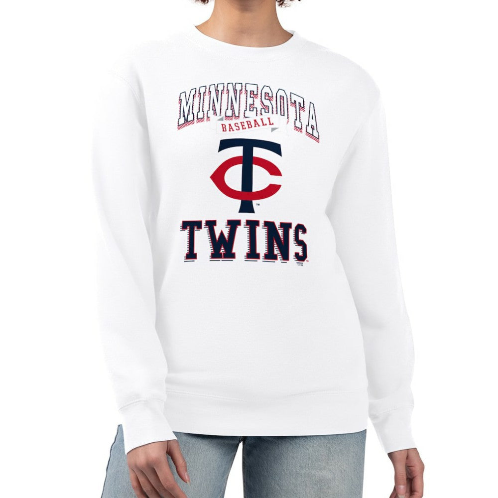 Minnesota Twins G-III 4Her by Carl Banks Women's Team Logo Graphic Tri-Blend Fleece Pullover Sweatshirt - White - MLB Discount