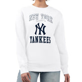 New York Yankees G-III 4Her by Carl Banks Women's Team Logo Graphic Tri-Blend Fleece Pullover Sweatshirt - White - MLB on Sale