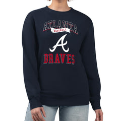 Atlanta Braves G-III 4Her by Carl Banks Women's Team Logo Graphic Tri-Blend Fleece Pullover Sweatshirt - Navy - MLB Sale