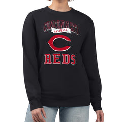 Cincinnati Reds G-III 4Her by Carl Banks Women's Team Logo Graphic Tri-Blend Fleece Pullover Sweatshirt - Black - MLB Lifestyle