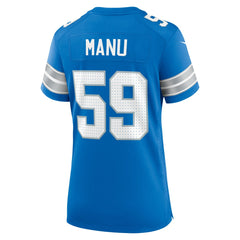 Nike Giovanni Manu Detroit Lions Women's Team Game Jersey Blue