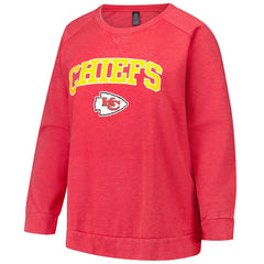 Kansas City Chiefs Profile Women's Plus Size Acid Wash Raglan Sweatshirt Red