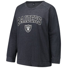 Las Vegas Raiders Profile Women's Plus Size Acid Wash Raglan Sweatshirt Charcoal