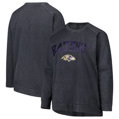 Baltimore Ravens Profile Women's Plus Size Acid Wash Raglan Sweatshirt Charcoal