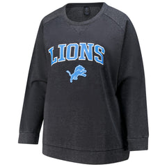 Detroit Lions Profile Women's Plus Size Acid Wash Raglan Sweatshirt Charcoal