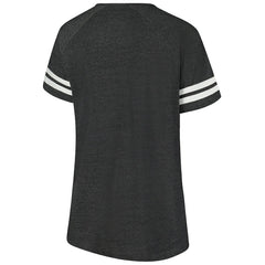 Fanatics Carolina Panthers Women's Plus Size Logo Striped Raglan Notch Neck T-Shirt Black