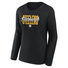 Fanatics Pittsburgh Steelers Women's Long Sleeve Scoop Neck T-Shirt Black