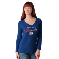 New York Giants G-III 4Her by Carl Banks Women's Post Season Long Sleeve V-Neck T-Shirt Royal