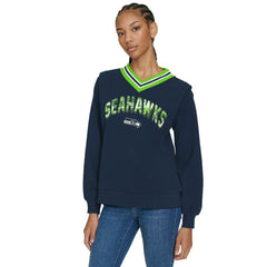 Seattle Seahawks Tommy Hilfiger Women's Alice V-Neck Pullover Sweatshirt Navy