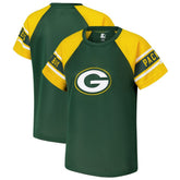 Green Bay Packers Starter Women's 1st Rounder Color Block Raglan Top Green