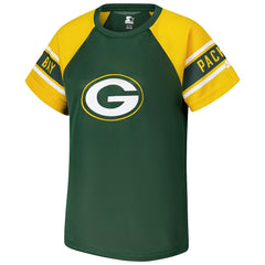 Green Bay Packers Starter Women's 1st Rounder Color Block Raglan Top Green