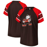 Cleveland Browns Starter Women's 1st Rounder Color Block Raglan Top Brown