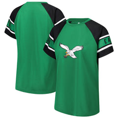 Philadelphia Eagles Starter Women's 1st Rounder Color Block Raglan Top Kelly Green