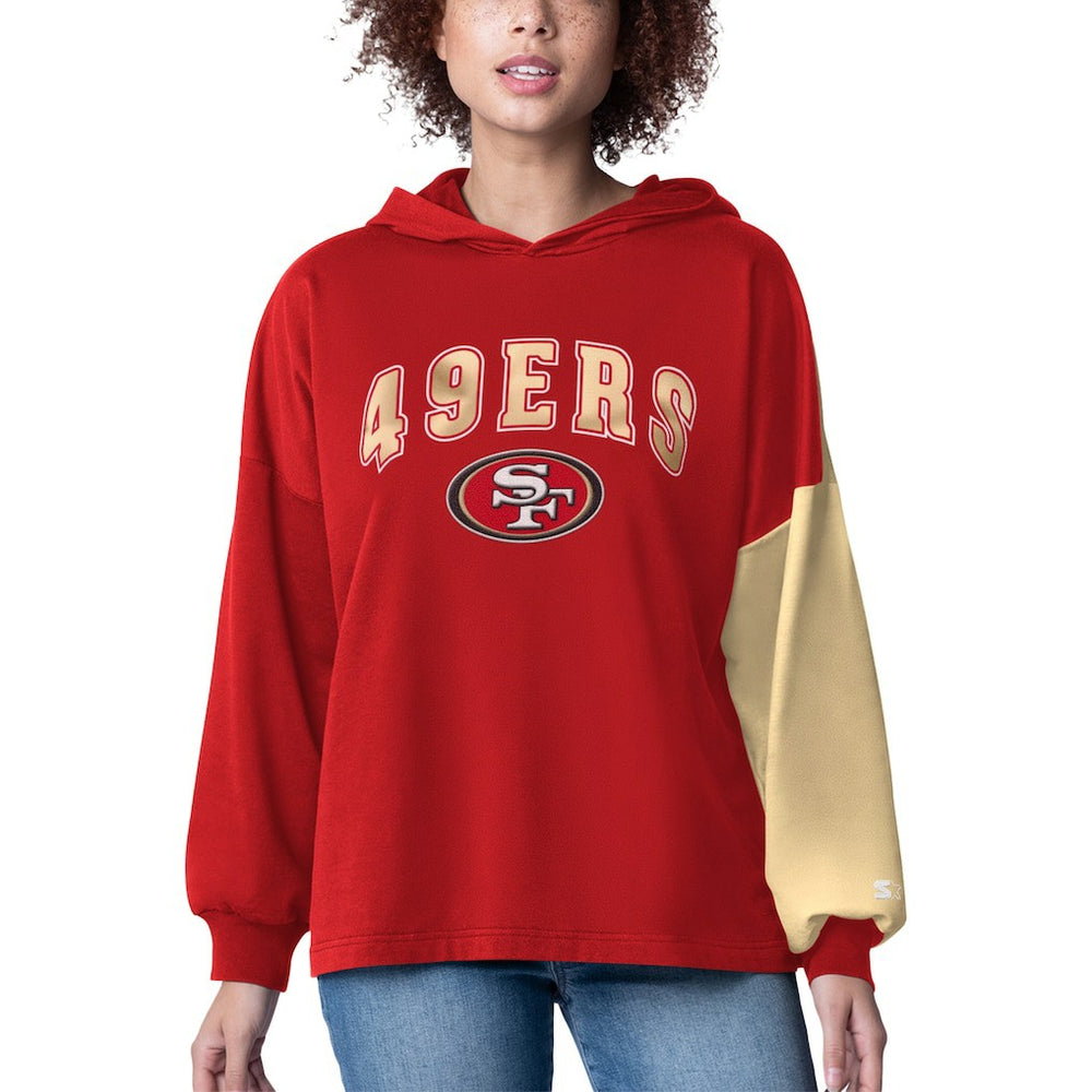 San Francisco 49ers Starter Women's Power Move Long Sleeve Pullover Hoodie Scarlet