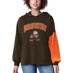 Cleveland Browns Starter Women's Power Move Long Sleeve Pullover Hoodie Brown