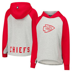 Kansas City Chiefs DKNY Sport Women's Joy Cropped Raglan Pullover Hoodie - Gray/Red