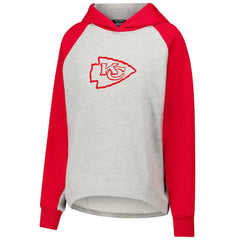 Kansas City Chiefs DKNY Sport Women's Joy Cropped Raglan Pullover Hoodie - Gray/Red