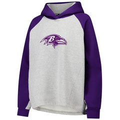 Baltimore Ravens DKNY Sport Women's Joy Cropped Raglan Pullover Hoodie - Gray/Purple