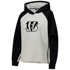 Cincinnati Bengals DKNY Sport Women's Joy Cropped Raglan Pullover Hoodie - Gray/Black