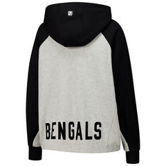 Cincinnati Bengals DKNY Sport Women's Joy Cropped Raglan Pullover Hoodie - Gray/Black