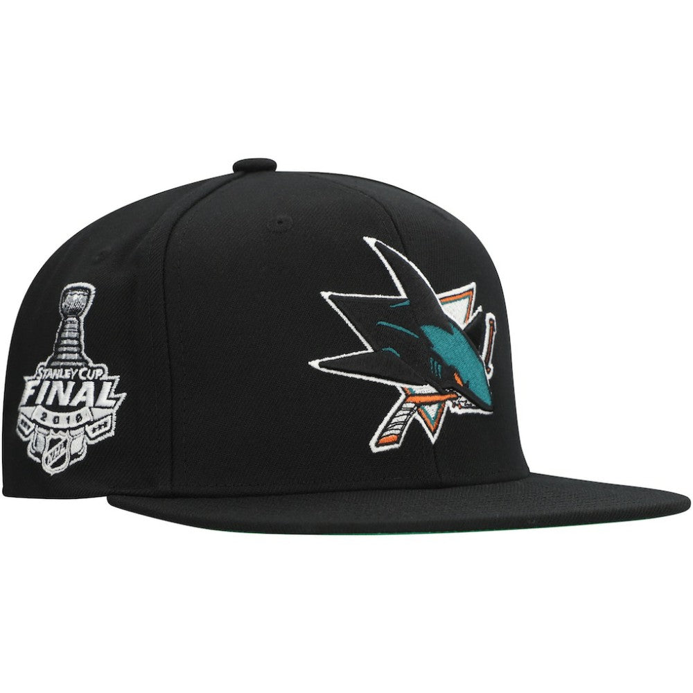 San Jose Sharks Mitchell & Ness Core Top Spot Snapback Hat - Black - NHL 201673345