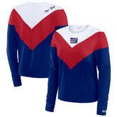 New York Giants WEAR by Erin Andrews Women's Chevron Tri-Blend Long Sleeve T-Shirt Royal/Red