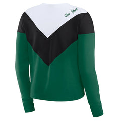 New York Jets WEAR by Erin Andrews Women's Chevron Tri-Blend Long Sleeve T-Shirt Green/Black