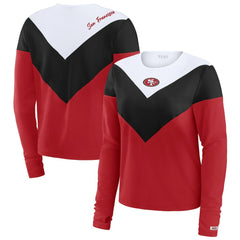 San Francisco 49ers WEAR by Erin Andrews Women's Chevron Tri-Blend Long Sleeve T-Shirt Scarlet/Black