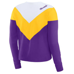 Minnesota Vikings WEAR by Erin Andrews Women's Plus Size Chevron Tri-Blend Long Sleeve T-Shirt White/Gold