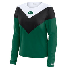 New York Jets WEAR by Erin Andrews Women's Plus Size Chevron Tri-Blend Long Sleeve T-Shirt Green/Black