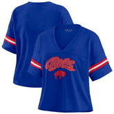 Buffalo Bills WEAR by Erin Andrews Women's Plus Size Color Block Boxy V-Neck T-Shirt Royal