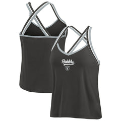 Las Vegas Raiders WEAR by Erin Andrews Women's Cross Strap Tri-Blend Tank Top Black