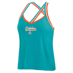 Miami Dolphins WEAR by Erin Andrews Women's Cross Strap Tri-Blend Tank Top Aqua