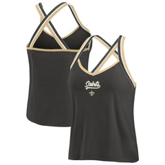 New Orleans Saints WEAR by Erin Andrews Women's Cross Strap Tri-Blend Tank Top Black