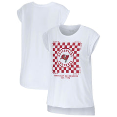 Tampa Bay Buccaneers WEAR by Erin Andrews Women's Checker Muscle Tank Top White