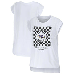 Baltimore Ravens WEAR by Erin Andrews Women's Checker Muscle Tank Top White