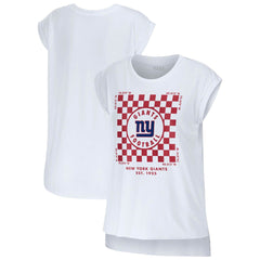 New York Giants WEAR by Erin Andrews Women's Checker Muscle Tank Top White