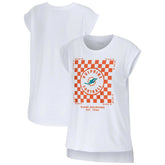 Miami Dolphins WEAR by Erin Andrews Women's Checker Muscle Tank Top White