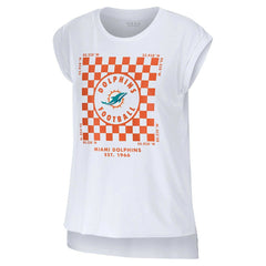 Miami Dolphins WEAR by Erin Andrews Women's Checker Muscle Tank Top White