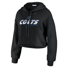 Indianapolis Colts WEAR by Erin Andrews Women's Prime Cropped Pullover Hoodie Black